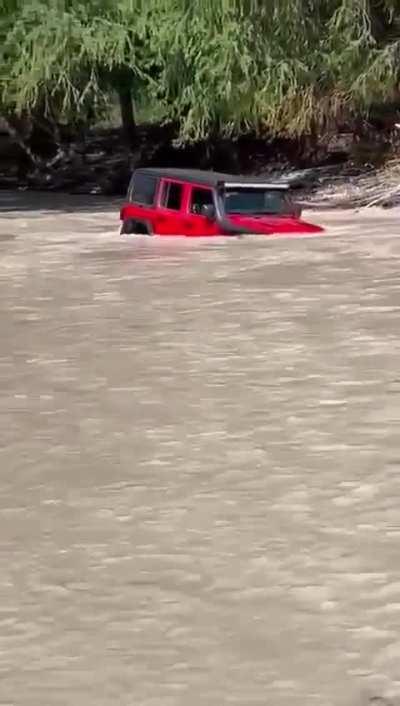 Driving in a river