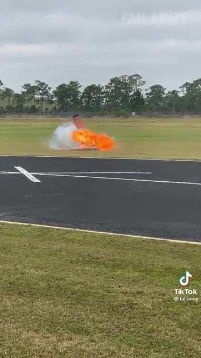 At flying a model fighter jet.