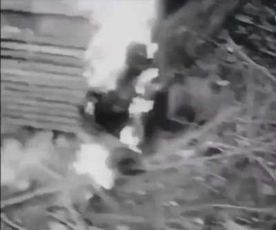 Burned with a flamethrower