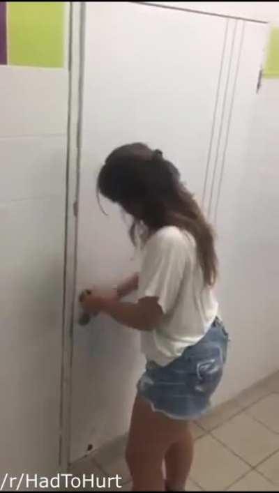 Locked in the toilet accidentally . . . oh, and temporarily.