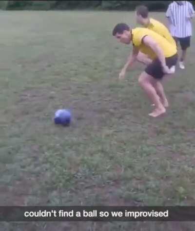 Climbing the crossbar of a goal that is not attached to the ground