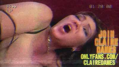 Claire Dames bouncing her  tits doggystyle