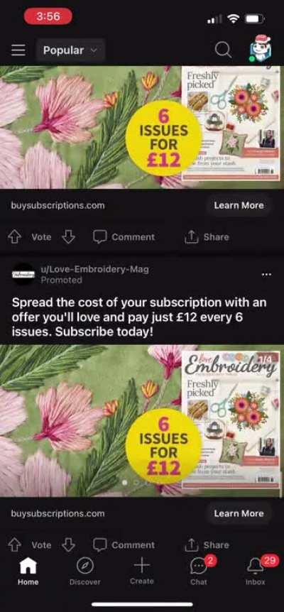 I just got THIRTEEN Reddit ads in a row.