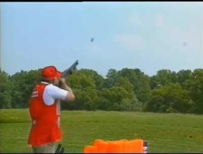 Sports shooter uses spent shell casings as target practice