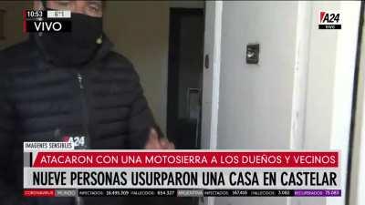 Ocupas que usurparon una casa en Castelar se defendieron con una motosierra cuando los vecinos los fueron a sacar