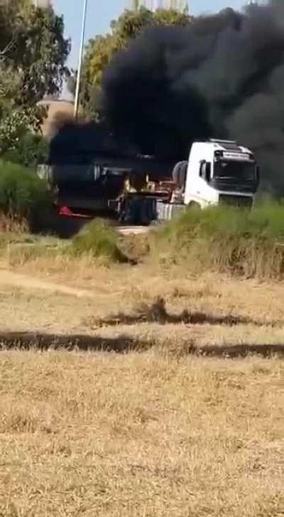 Destroyed tank Merkava. The reason for the destruction is not clear, presumably a missile hit.