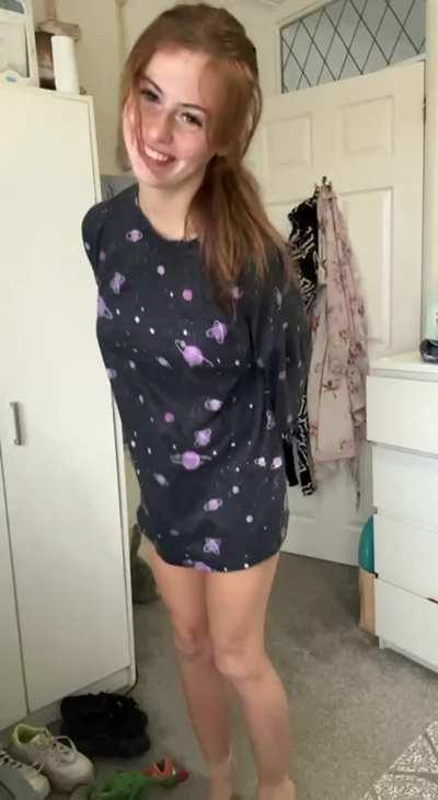 How about a redhead with natural boobs?