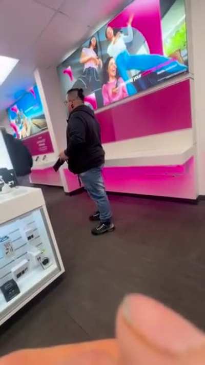 Boomer freaking out in T-Mobile store