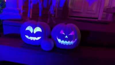 My wife and I made an original song for projection-mapped pumpkins to sing in our Skeleton Party yard