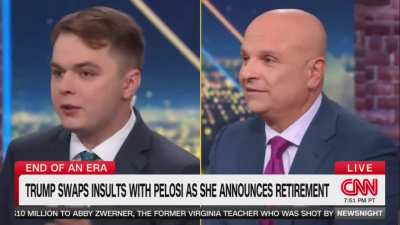 Adam Mockler confronts panelists after Pelosi's retirement