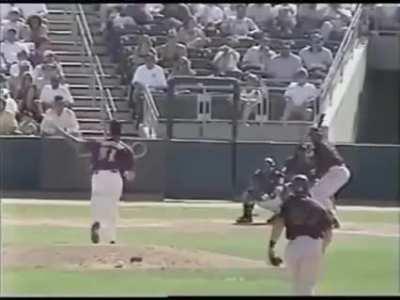 Good man takes one out with a baseball.
