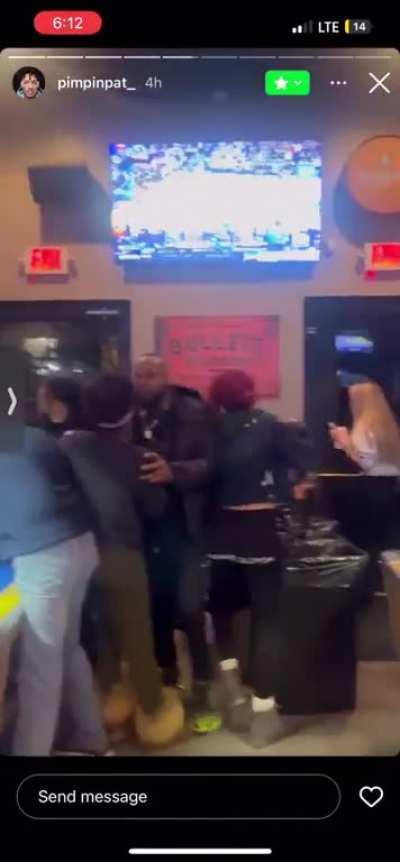 Man doesn’t hold back when woman bites him in the hand and kicks him while breaking up a fight