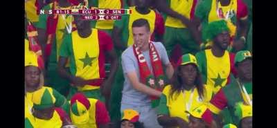 Moroccan fan joining the Senegalese festivities.