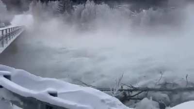 An ice dam broke in Norway