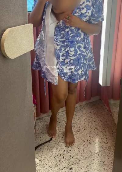 Of all the women who showed interest for the pub dare, I least expected this housewife to follow through.. I invited her to buy the wrap dress also dared her to do this at the trial room.. Do you think we picked the right outfit for the pub dare? My hopes