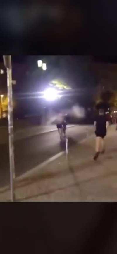 Singed Main on a bike in Germany