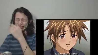 Moreno reagindo a cena triste