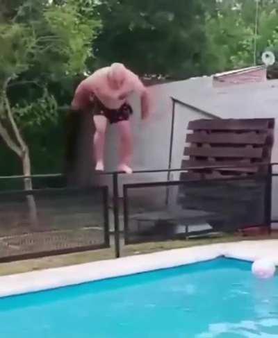Think he cracked the pool?