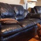 Hotdog uses pillow to get onto his couch