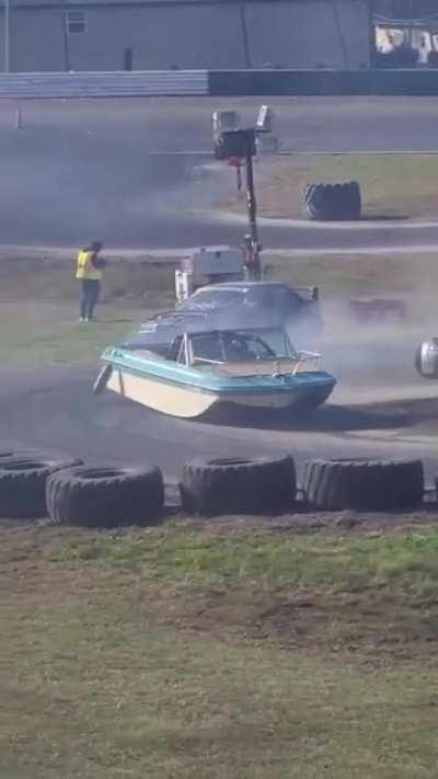 boat on a car chassis = weird but awesome drifting