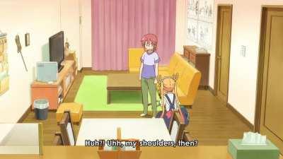 Kobayashi offering Tohru a massage