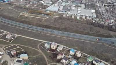 Archival Footage: Ukrainian BRDM-2 Recon Team Comes Under Fire From Russian Artillery Element - OP Added Sound - Antonovskiy Bridge, Kherson, Ukraine. Late February 2022.