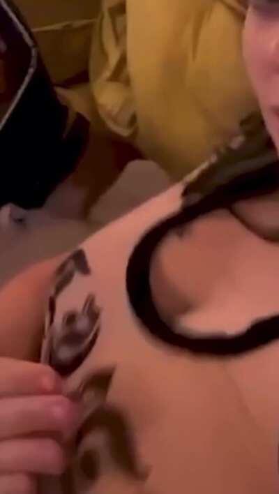 Billie Eilish slapping her massive tits