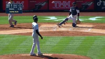 [Highlight] [Highlight] Reese McGuire cranks another porch shot just over the glove of Aaron Judge to give the Red Sox a 3-1 lead