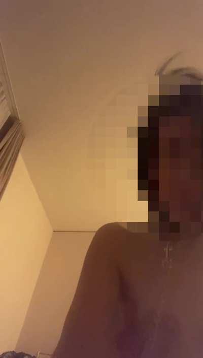 Asian size queen wife, fucked by bull wearing a collar and leash, tells him he is so big and that it’s almost too big for her tight little pussy - click redgifs link for sound