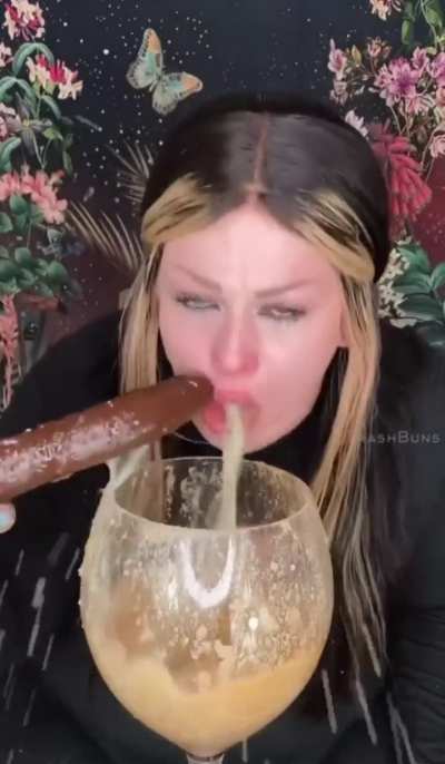 Filling Up A Big Cup With Beautiful Vomit