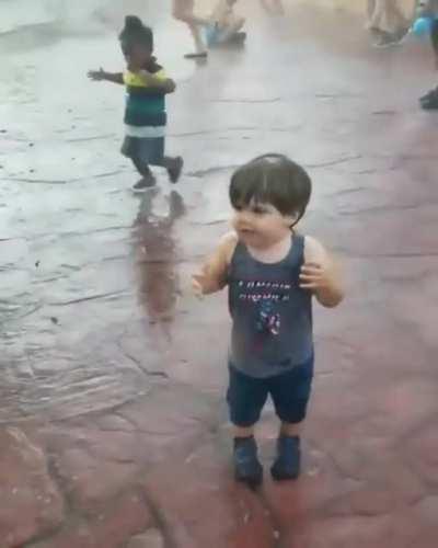 He thought it would be so cool to be splashed by a roller coaster