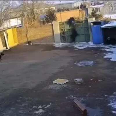 Pulled the door out from under him