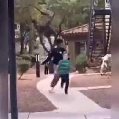 Teen chases and slaps child