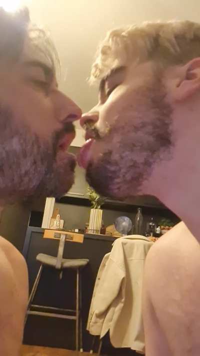 We love slowly jerking our dicks together with slow sensual kisses - Raf (22) and Kal (41) - Check out our profile for more and links to our full home made gay porn videos and come get horny with us.