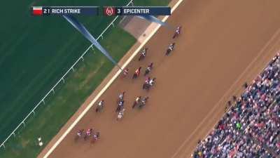 The overhead view of Rich Strike's comeback for the Kentucky Derby victory. A massive upset, Rich Strike entered the race at 80-1 odds.
