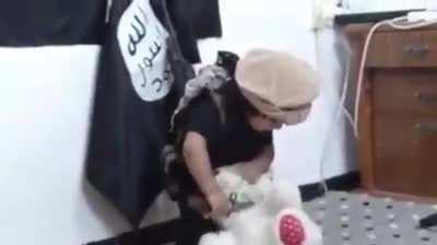 It's really sad to see that they're teaching this child to do that.