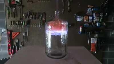 Burning alcohol vapor in a bottle