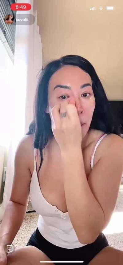 Chesty larue mixed hapa Korean cleavage big boobs brunette TikTok live stream camisole