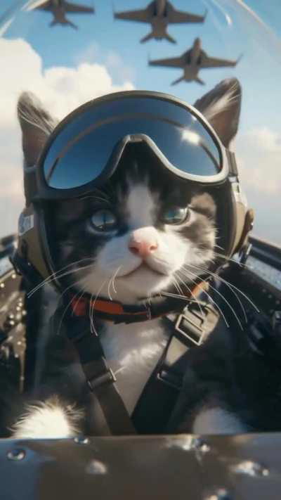 Fully AI generated kittens in jets video (not mine)