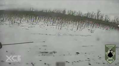 A Ukrainian kamikaze drone kills a Russian cavalryman in Dnipropetrovsk Oblast.