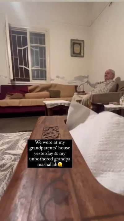 A citizen documents her grandfather's reaction when one of the airstrikes took place in Beirut yesterday!