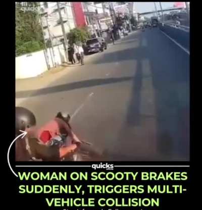 Woman on Scooty Brakes Suddenly, Triggers Multi-Vehicle Collision on Busy Road !!