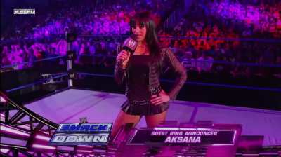 Aksana as a special guest ring announcer