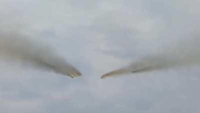 Ru pov- Footage of Russian Artillery servicemen loading and firing Grad missiles system on UAF positions in the west, they operate day and night to suppress the UAF