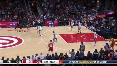 [Highlight] Dejounte Murray capping off his 22 pt 3rdQ draining a contested 3 with a mere few seconds left in the quarter to tie the game for ATL