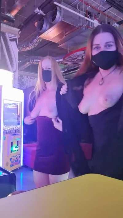 Just friends playing arcade games