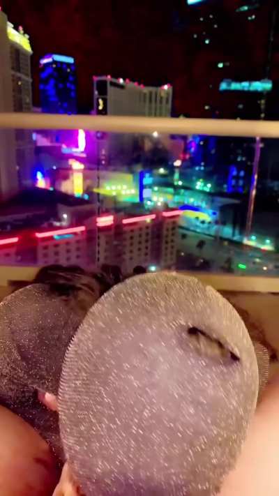 Balcony blowjob 