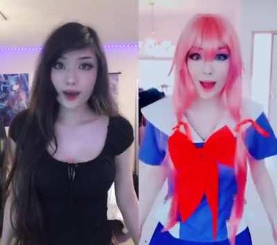 In Cosplay vs. Out of Cosplay (Char: Yuno Gasai - Song: Your Love is My Drug by Kesha)