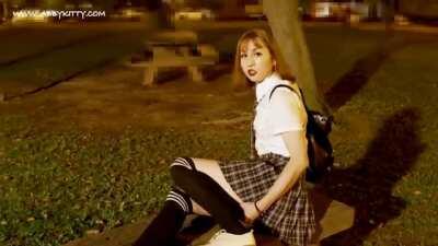 AbbyKitty solo play in the park at night