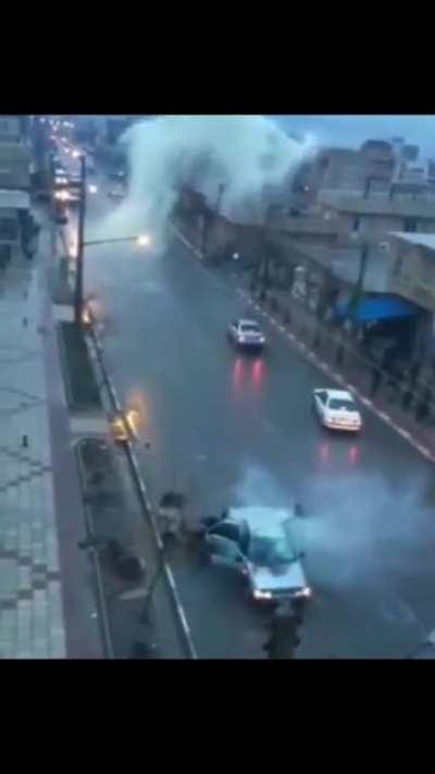 Lightning strikes moving car...
